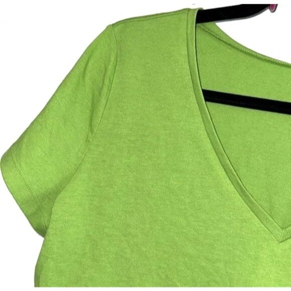 Wild Fable Green V-Neck Crop Top XXL Soft Stretch Cotton Blend Short Sleeve - Picture 3 of 6